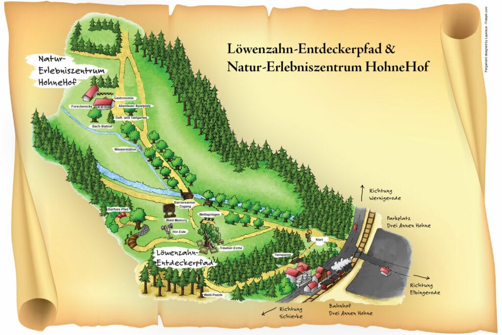 Übersichtskarte Löwenzahn-Erlebnispfad im Harz