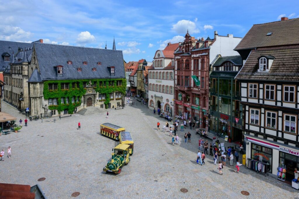 Blick vom Hotel in die historische Altstadt von Quedlinburg